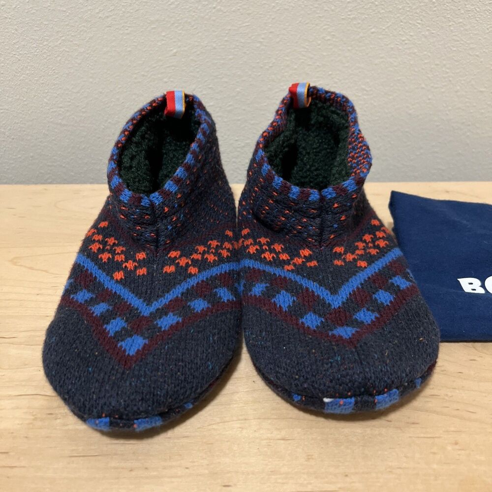 Bombas Gripper Slipper Socks Medium Fair Isle Indoor House Shoes Non Slip